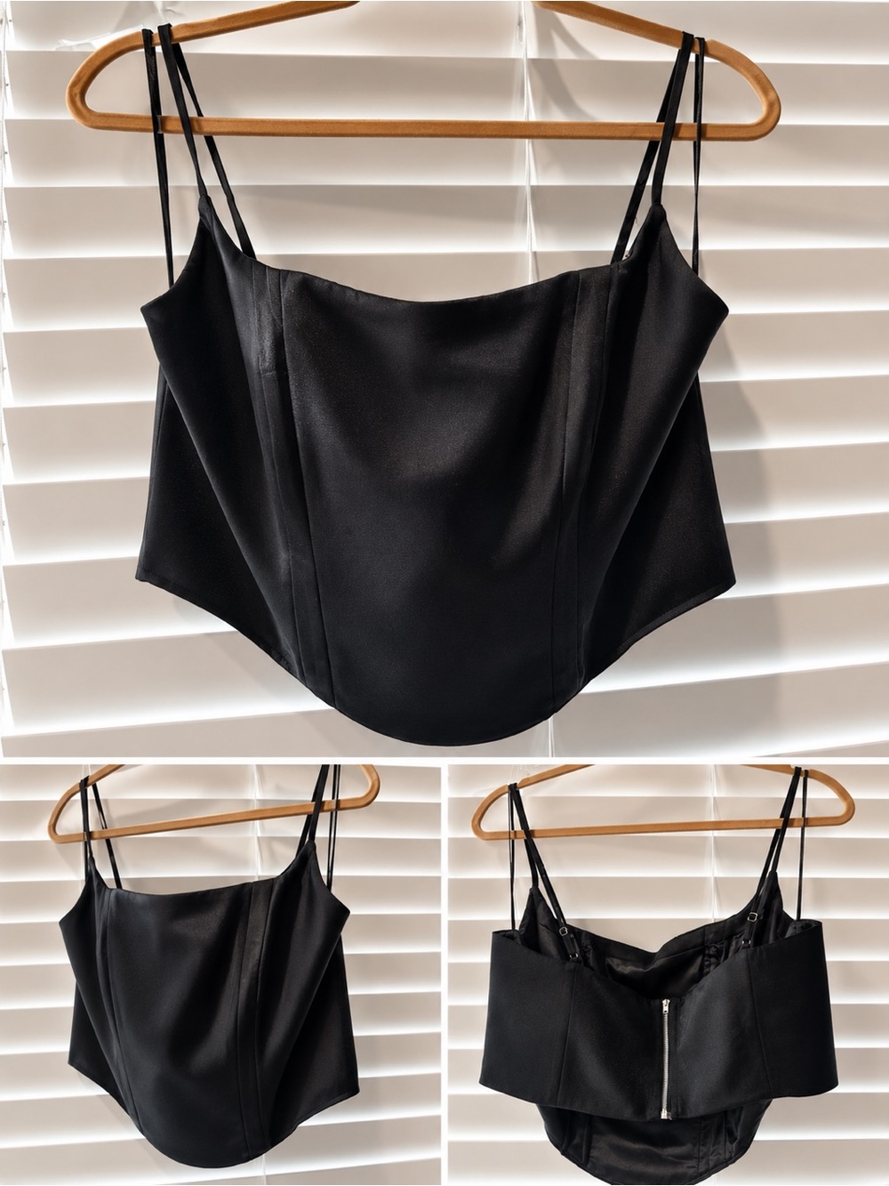 Astr Black Satin Corset Camisole Top